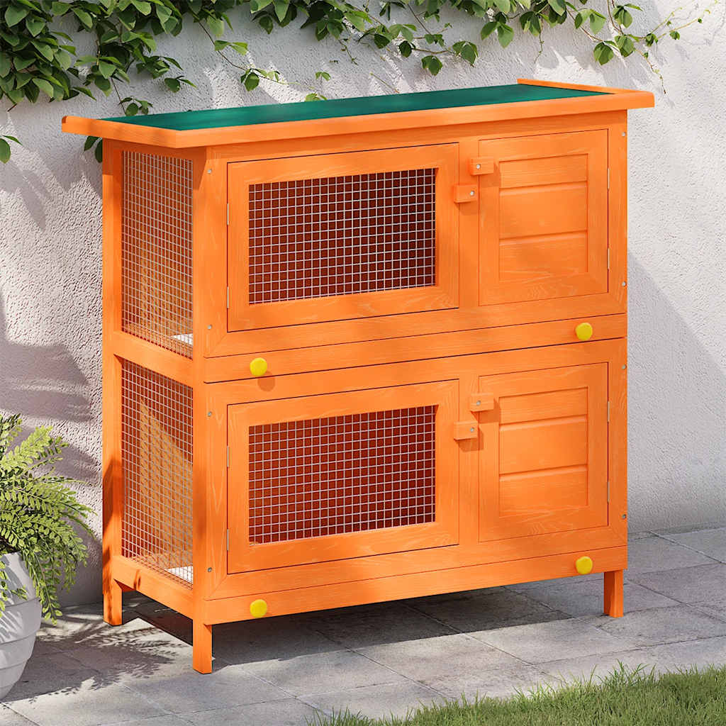 Conigliera da esterno gabbia per piccoli animali domestici con 4 porte in legno