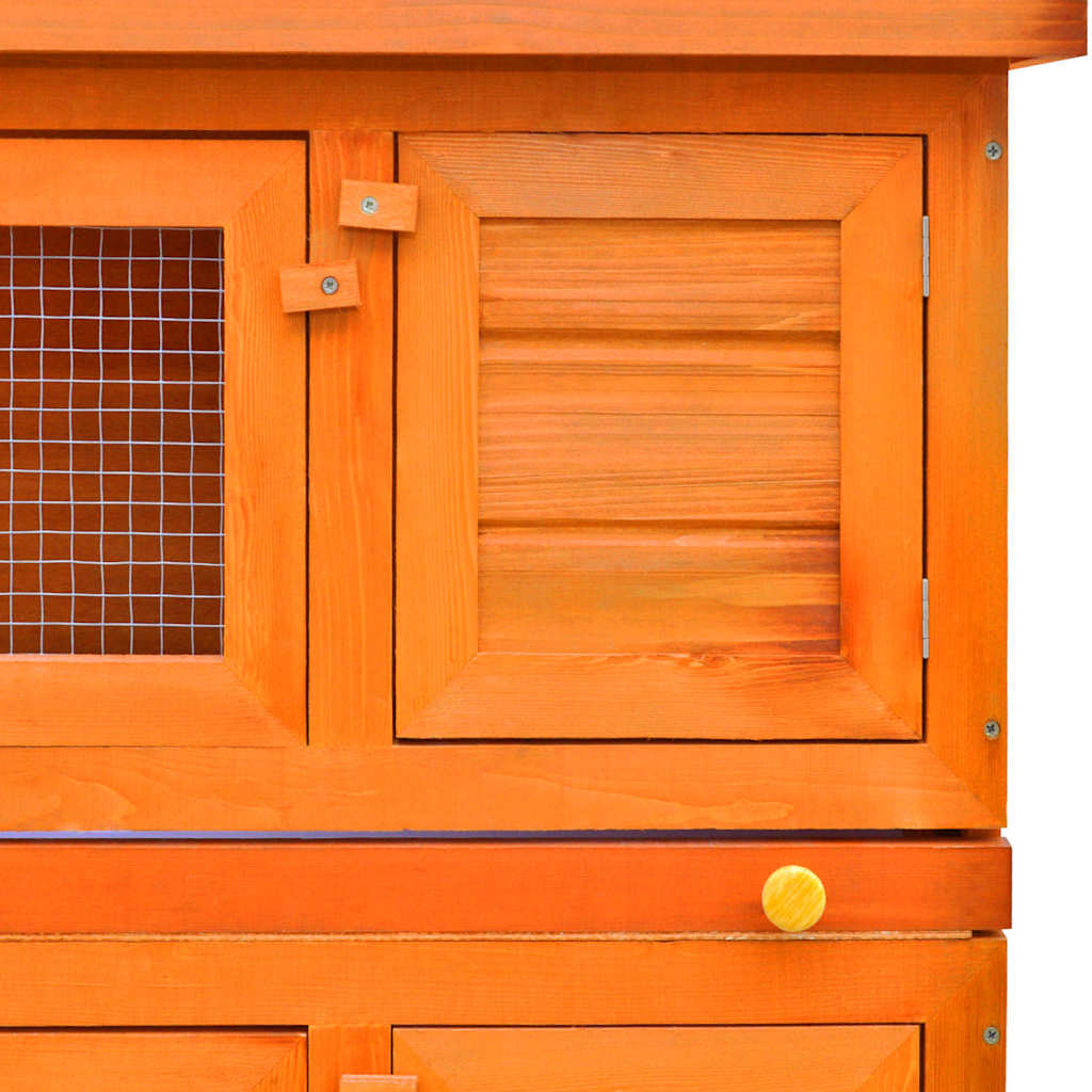 Conigliera da esterno gabbia per piccoli animali domestici con 4 porte in legno