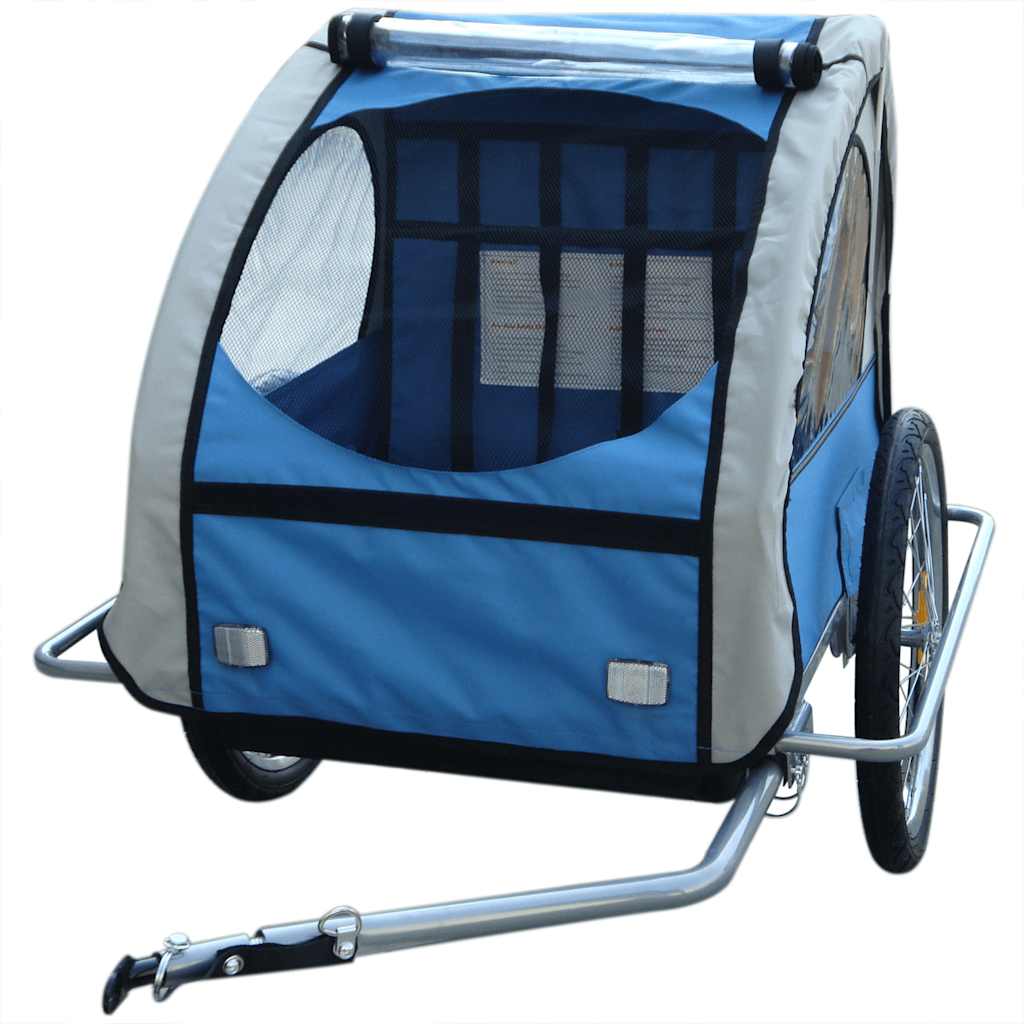 Rimorchio da Bici con Connettore Aggiuntivo Blu 36 kg