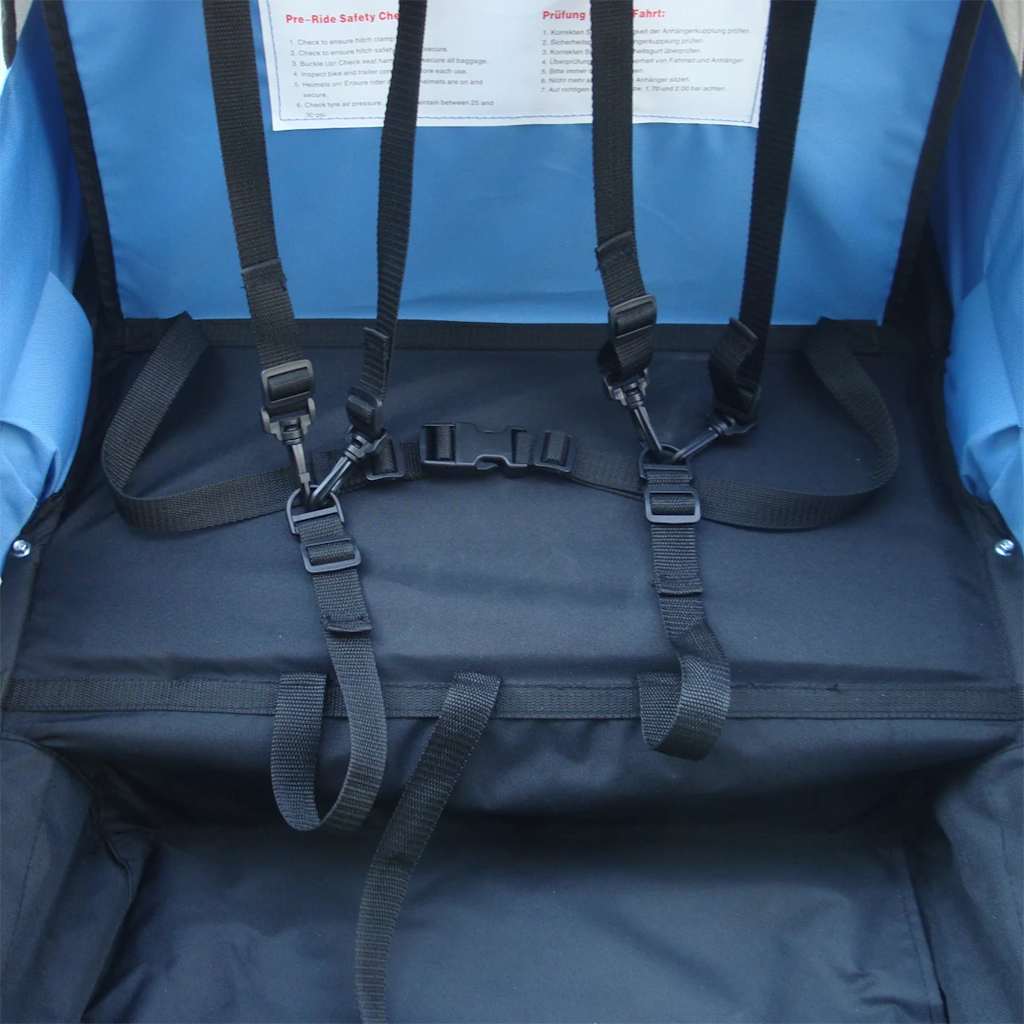 Rimorchio da Bici con Connettore Aggiuntivo Blu 36 kg