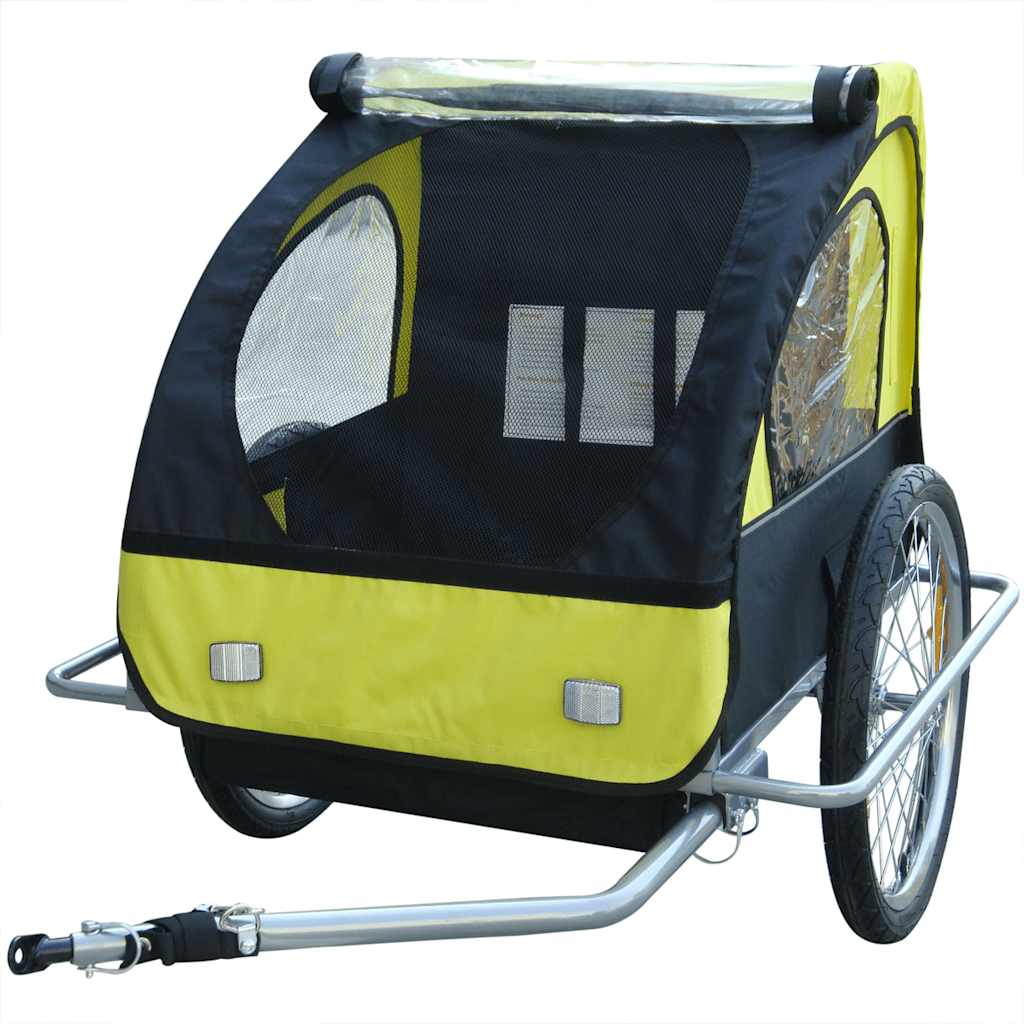 Rimorchio da Bici con Connettore Aggiuntivo Giallo 36 kg