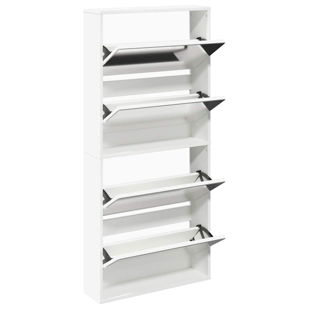 Scarpiera a 4 Strati con Specchio Bianca 63x17x134 cm
