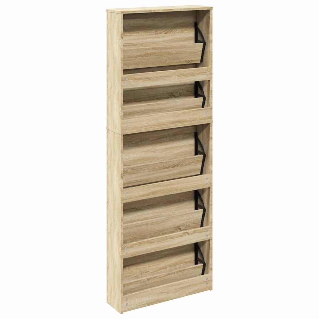 Scarpiera a 5 Strati con Specchio Rovere 63x17x169,5 cm