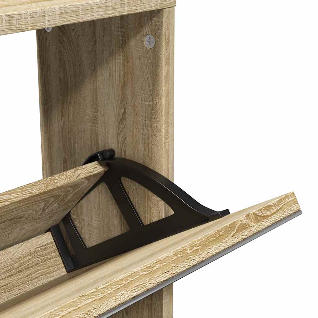Scarpiera a 5 Strati con Specchio Rovere 63x17x169,5 cm