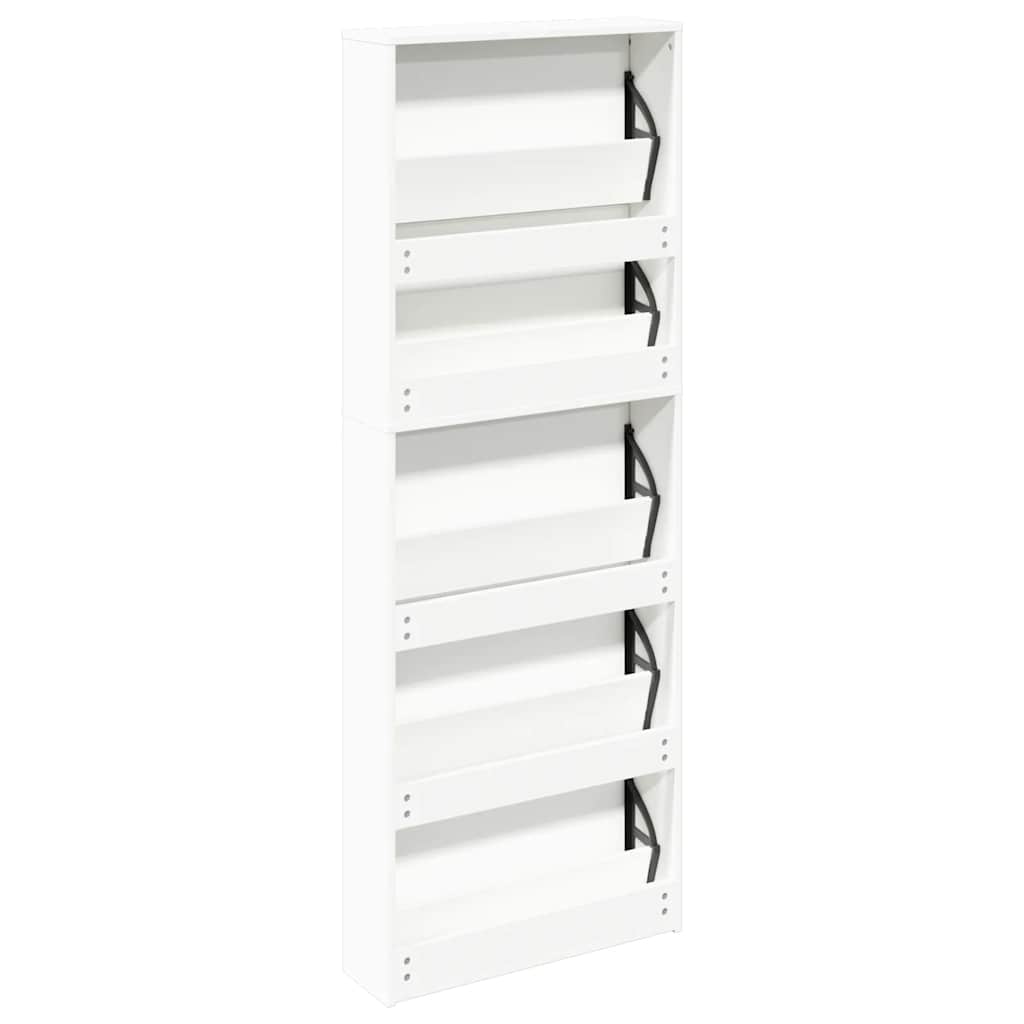 Scarpiera a 5 Strati con Specchio Bianca 63x17x169,5 cm