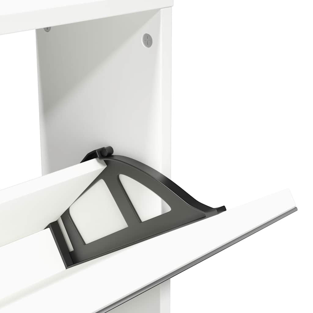 Scarpiera a 5 Strati con Specchio Bianca 63x17x169,5 cm