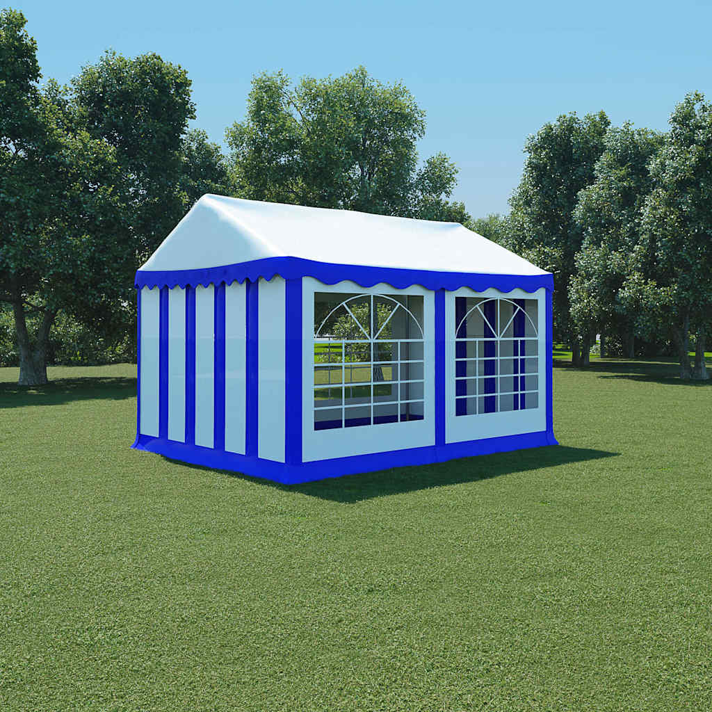 Gazebo da Giardino in PVC 3x4 m Blu e Bianco