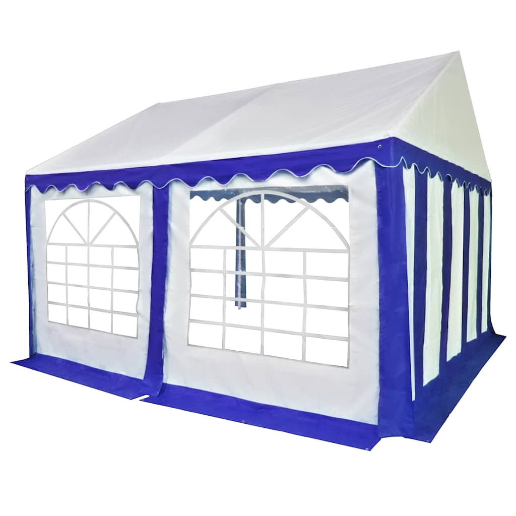 Gazebo da Giardino in PVC 3x4 m Blu e Bianco