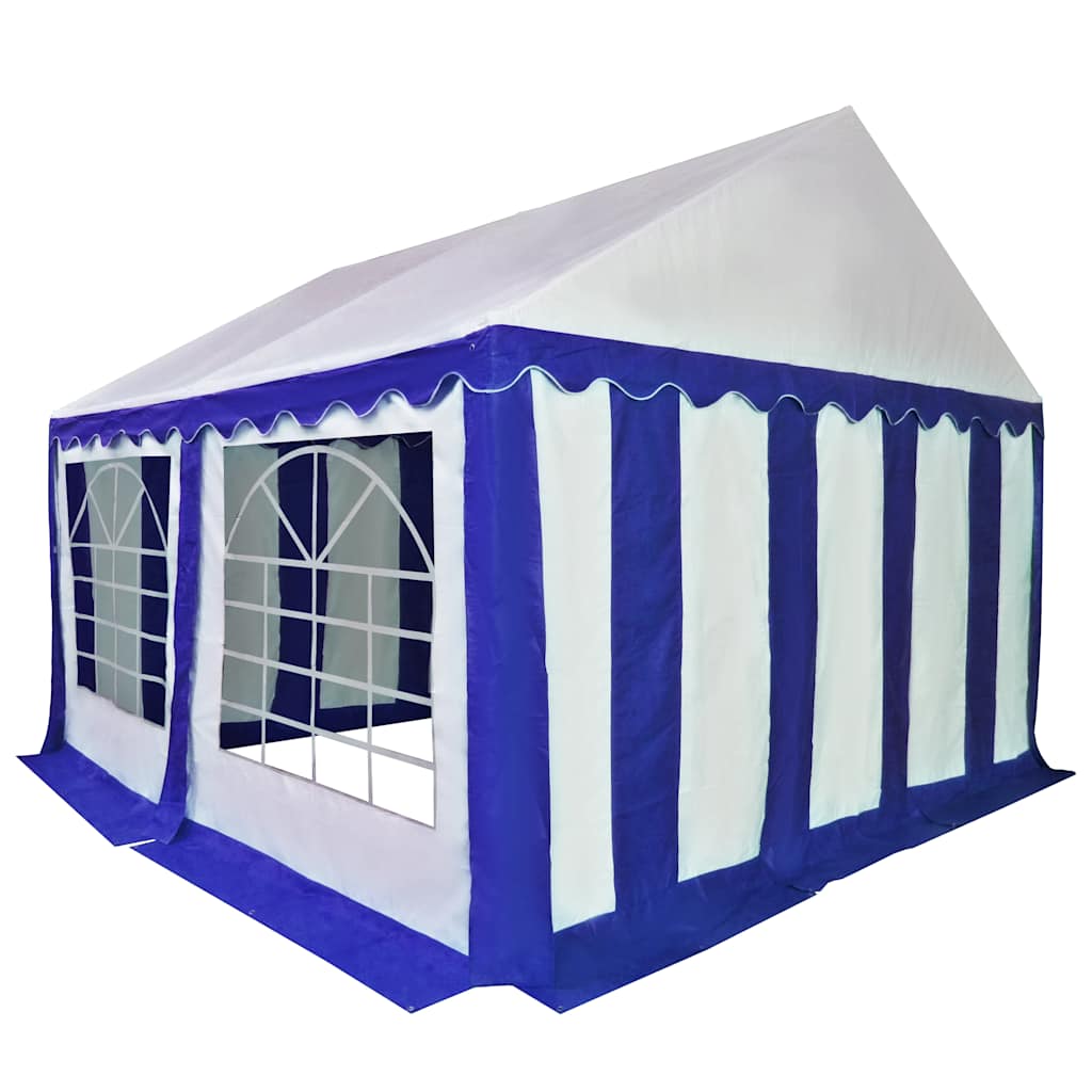 Gazebo da Giardino in PVC 3x4 m Blu e Bianco