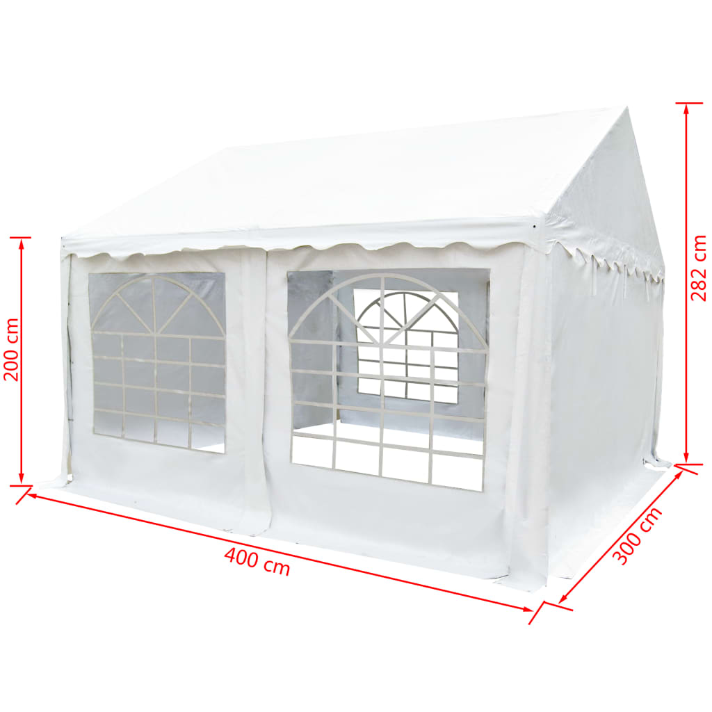 Gazebo da Giardino in PVC 3x4 m Bianco