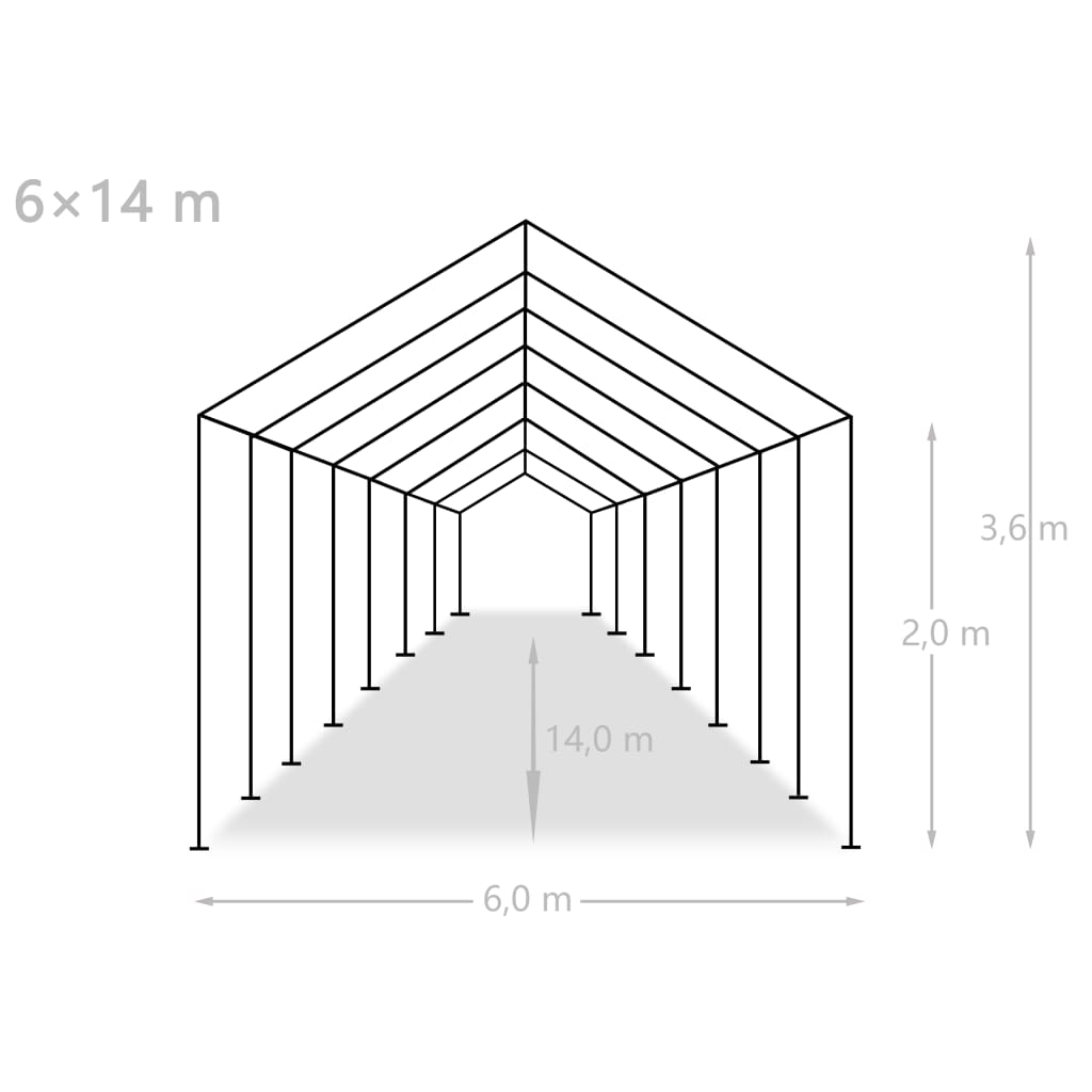 Tendone per Feste in PE 6x14 m Bianco