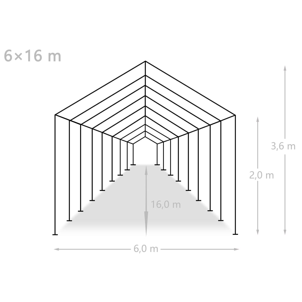 Tendone per Feste in PE 6x16 m Bianco