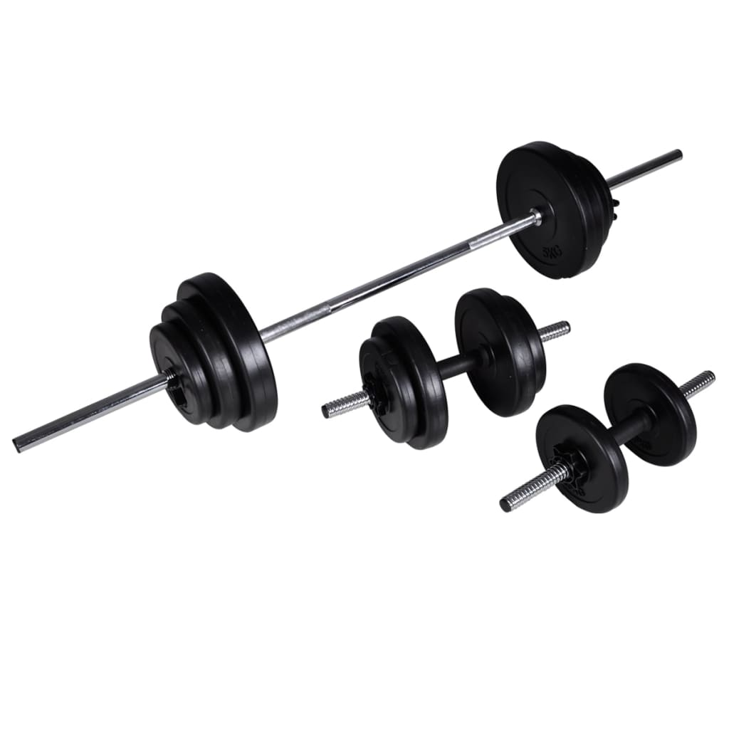 Panca Multifunzione con Bilanciere e Set di Manubri 30,5 kg