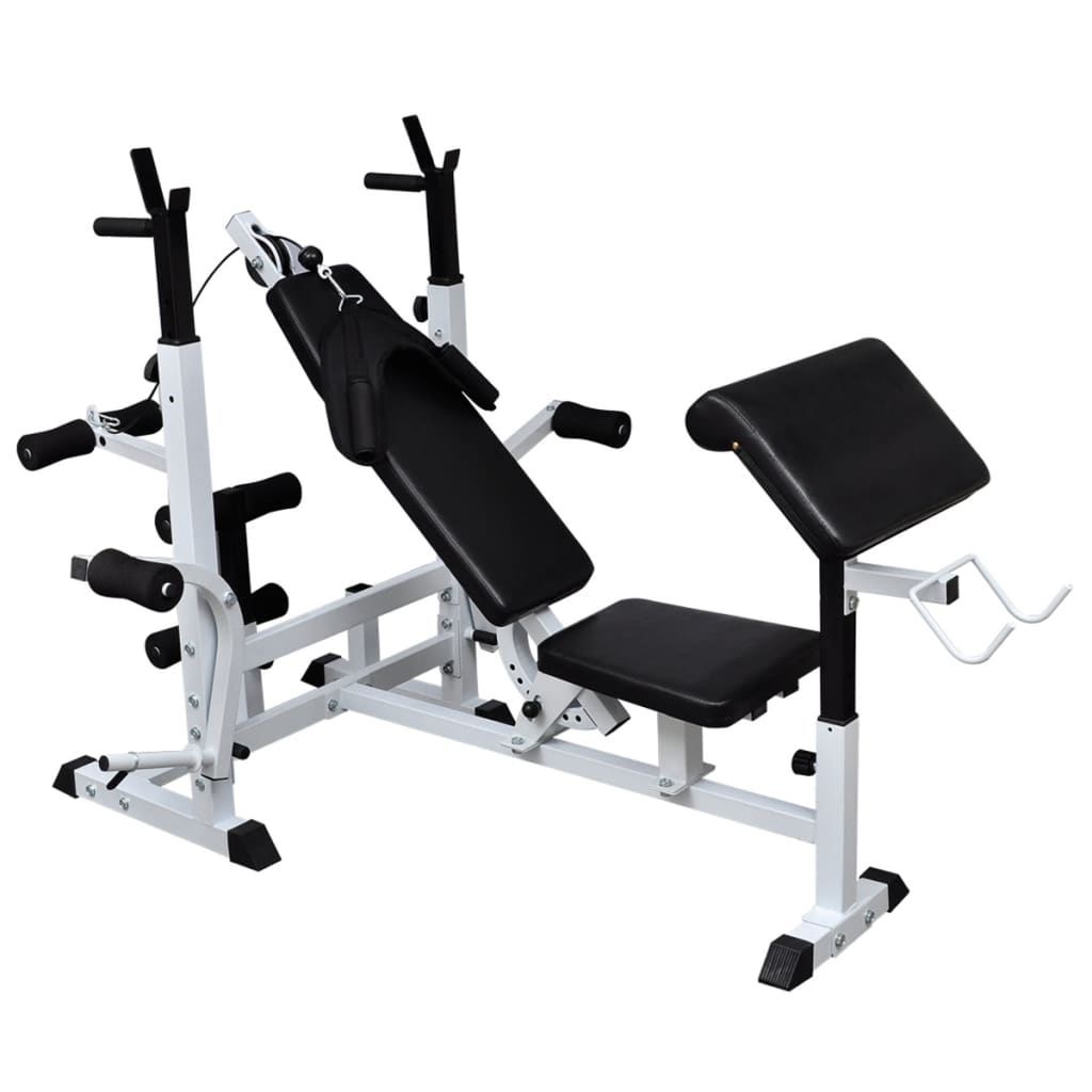 Panca Multifunzione con Bilanciere e Set di Manubri 90 kg