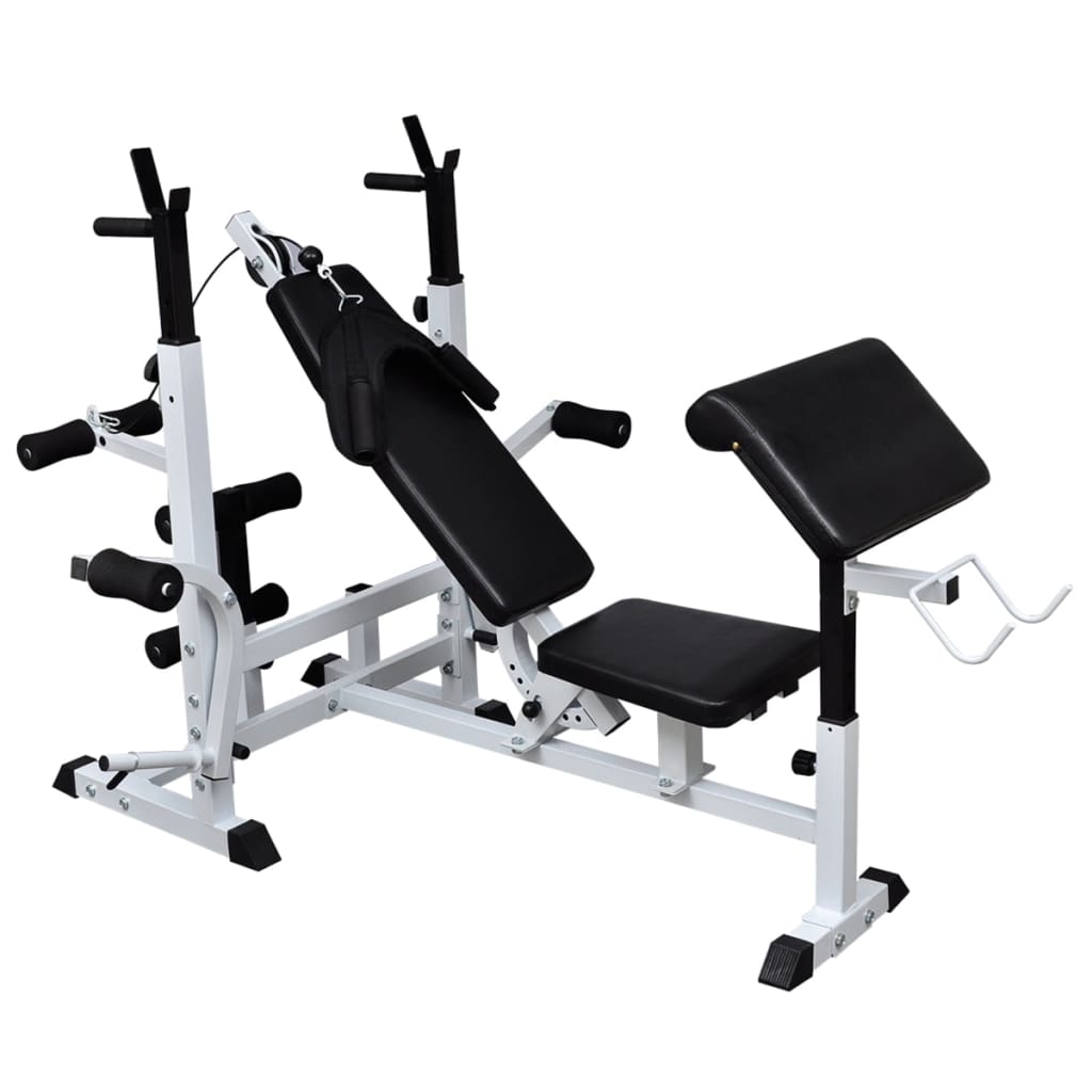 Panca Multifunzione con Bilanciere e Set di Manubri 120 kg
