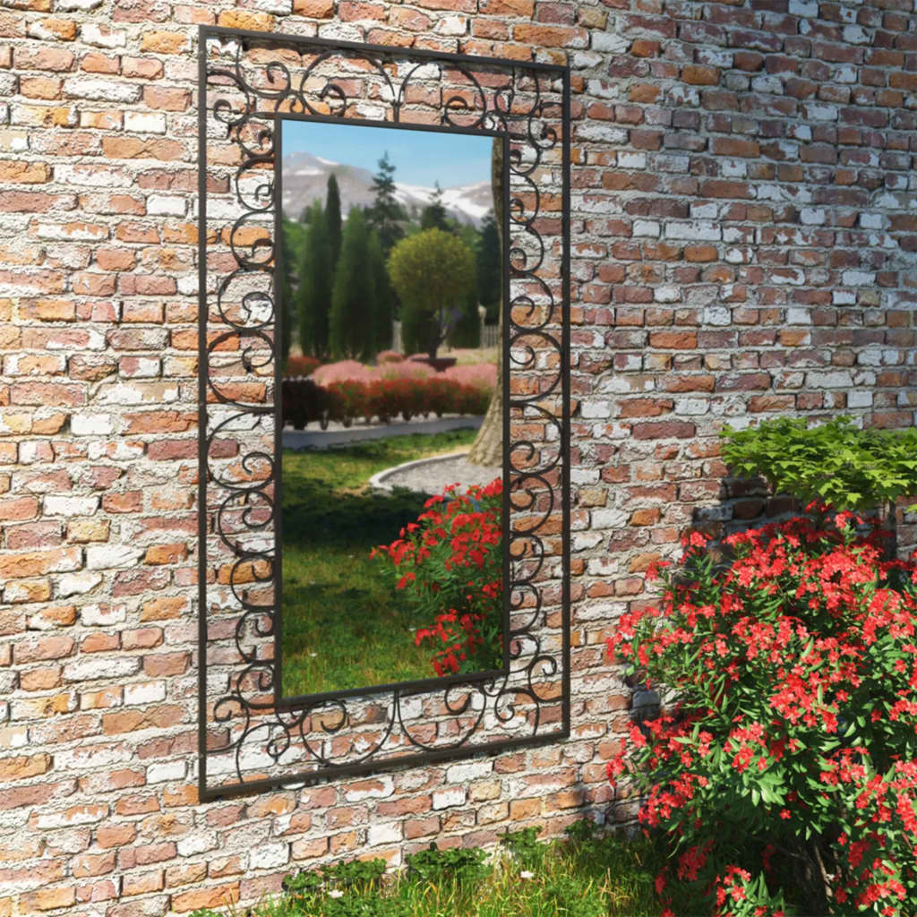 Specchio da Parete per Giardino Rettangolare 60x110 cm Nero