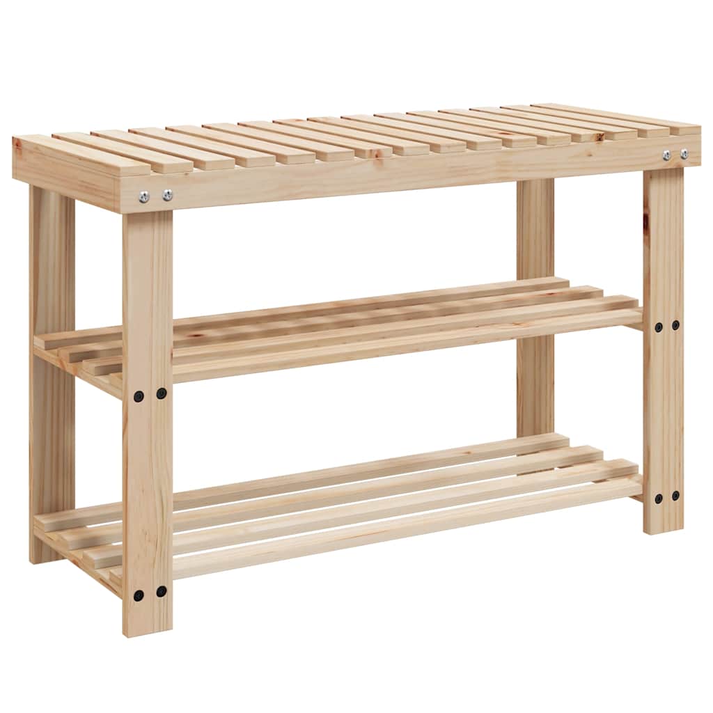 Scarpiera 2 in 1 con Piano d'Appoggio 2 pz in Legno Massello