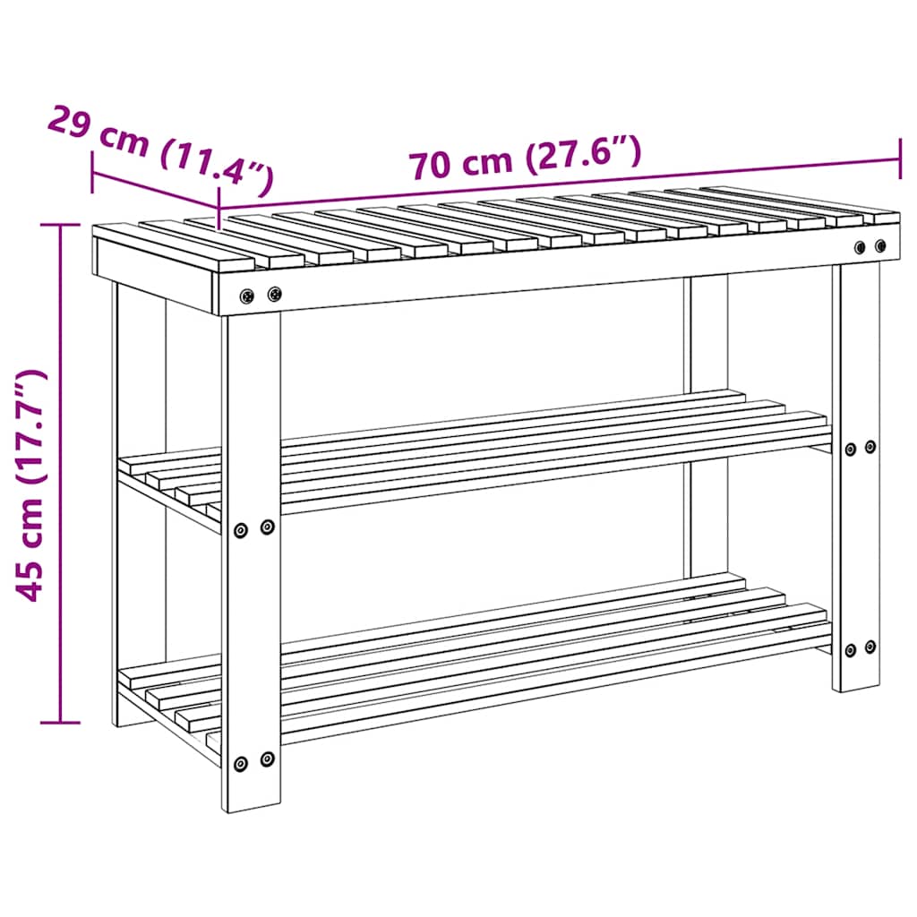 Scarpiera 2 in 1 con Piano d'Appoggio 2 pz in Legno Massello