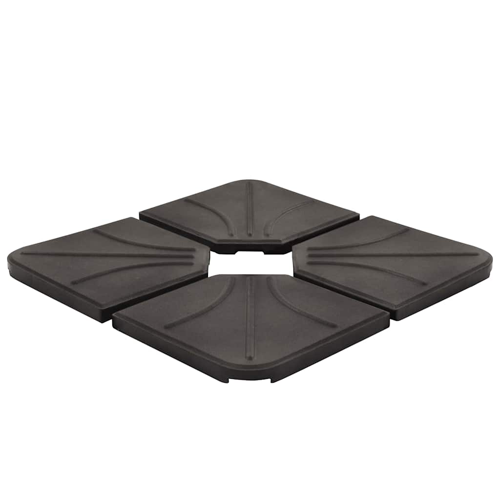 Piastre per Parasole 4 pz in Cemento Quadrate Nere 72 kg