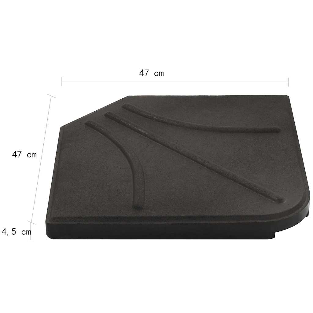 Piastre per Parasole 4 pz in Cemento Quadrate Nere 72 kg