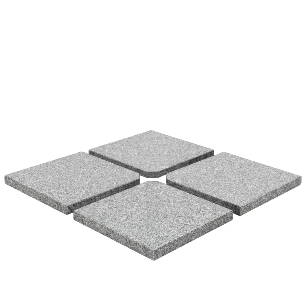 Piastre per Parasole 4 pz in Granito Quadrato 100 kg Grigio