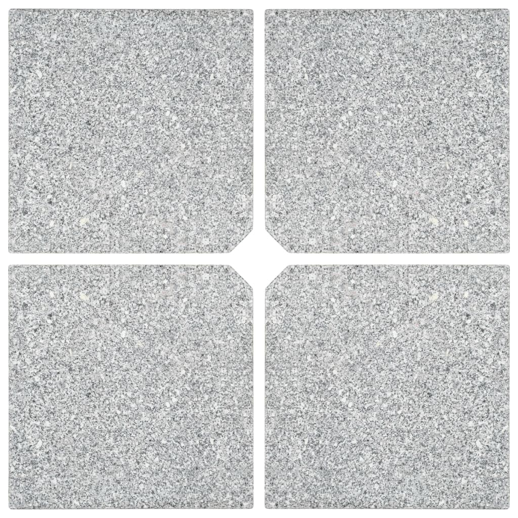 Piastre per Parasole 4 pz in Granito Quadrato 100 kg Grigio