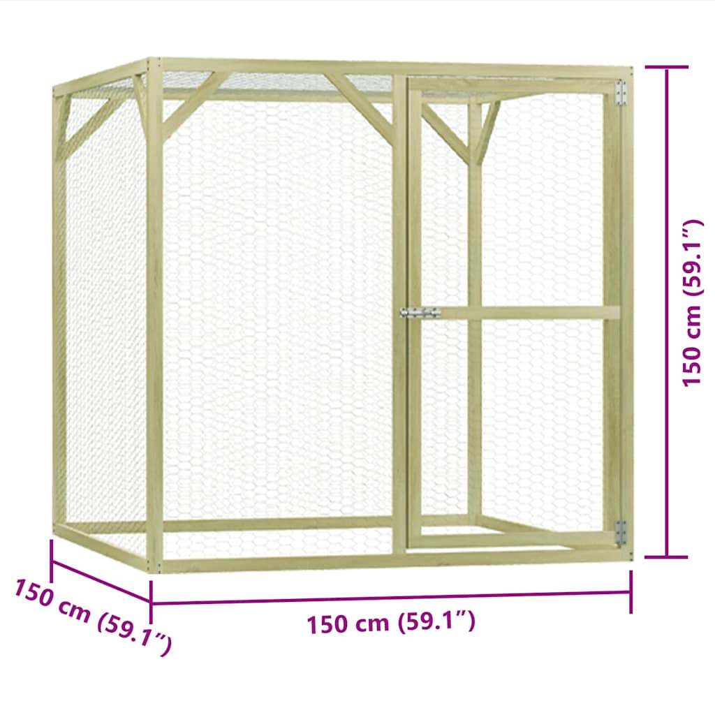 Pollaio 1,5x1,5x1,5 m in Legno di Pino Impregnato