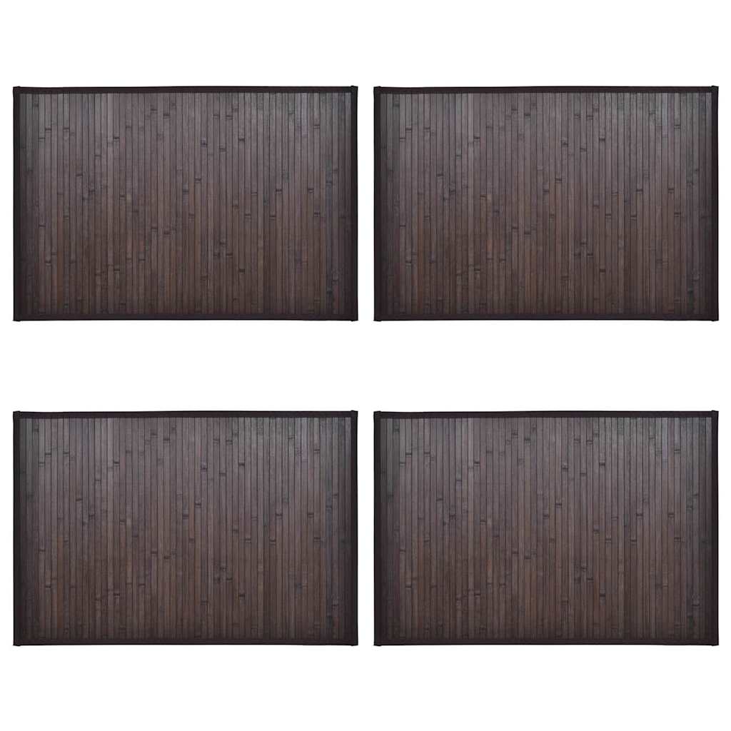 Tappetino da Bagno in Bambù 4 pz 40x50 cm Marrone Scuro