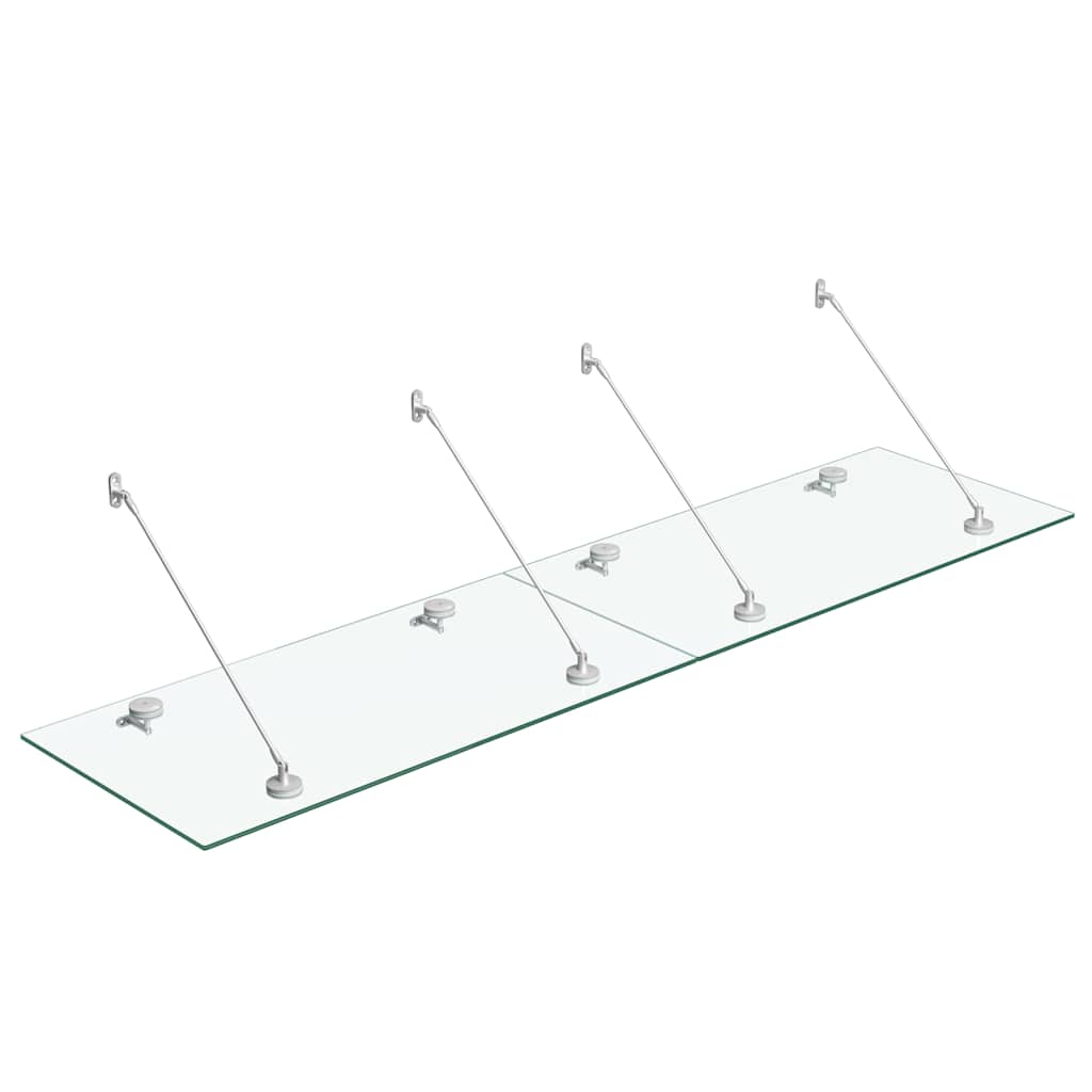 Pensilina Ingresso Vetro di Sicurezza VSG 240x60cm Acciaio Inox