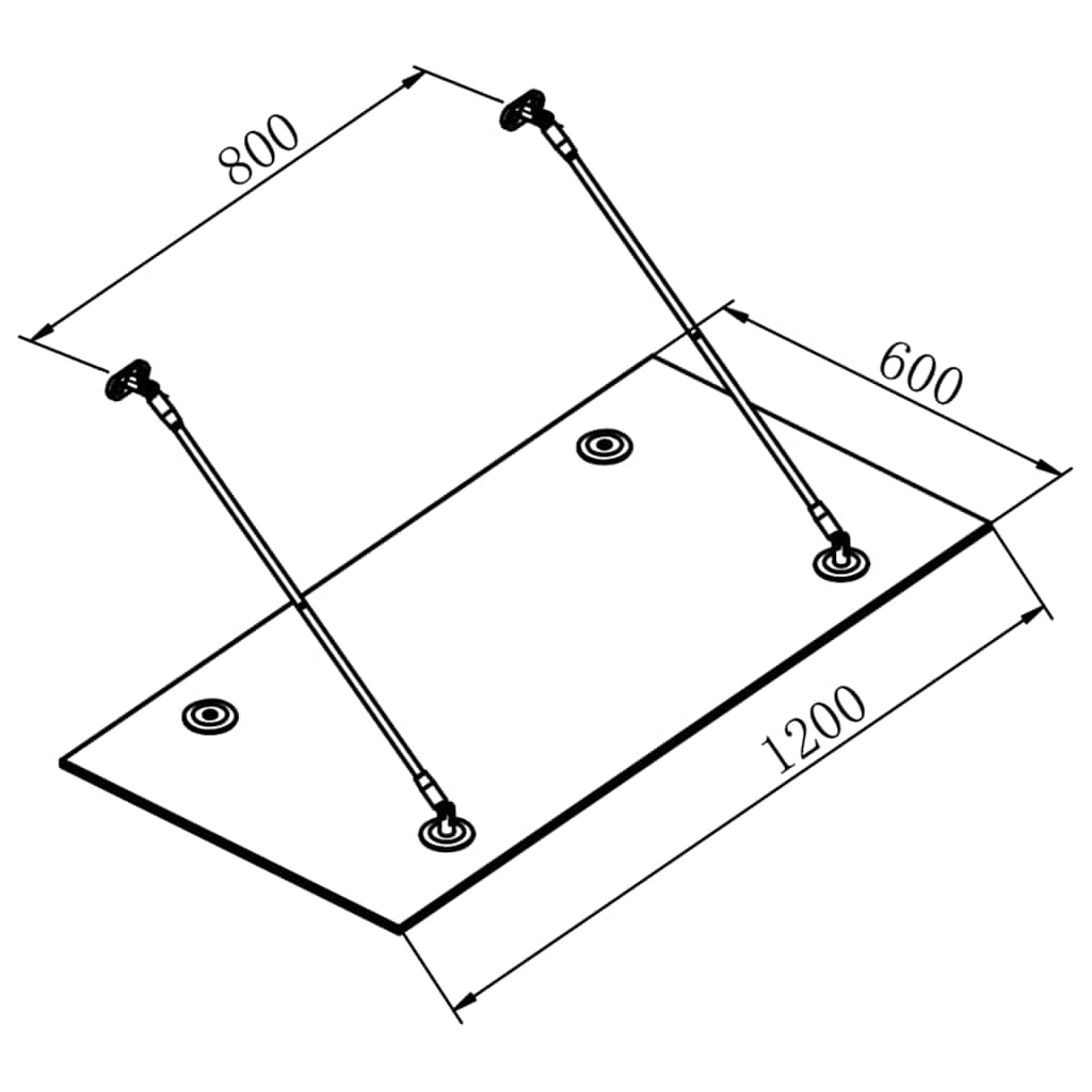 Pensilina Ingresso Vetro di Sicurezza VSG 240x60cm Acciaio Inox