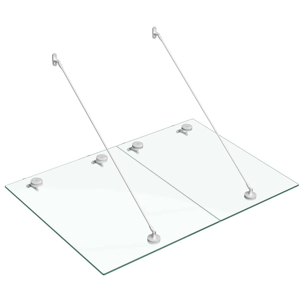 Pensilina Ingresso Vetro di Sicurezza VSG 135x90cm Acciaio Inox