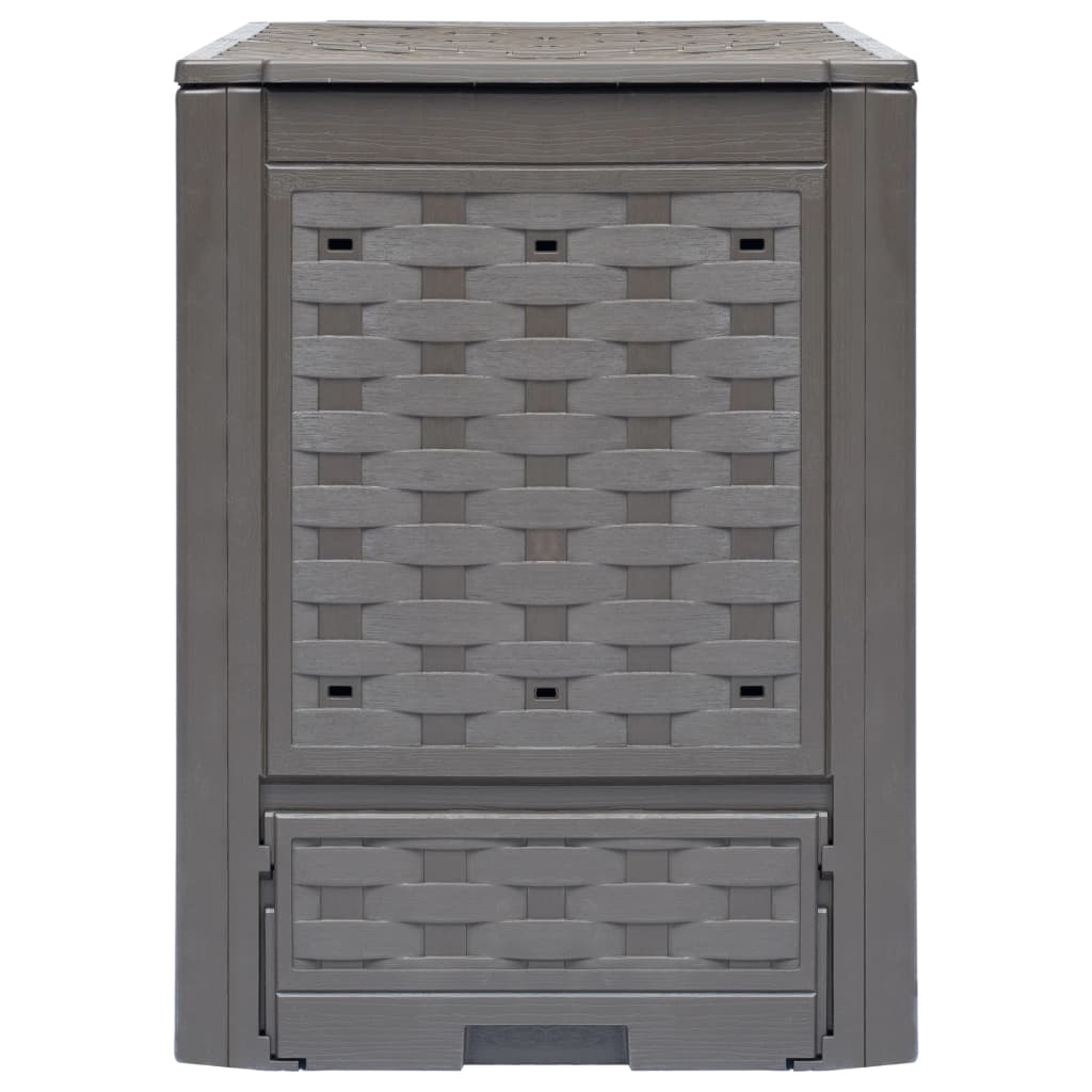 Compostiere 3 pz Marrone 60x60x83 cm 900 L Rattan di Plastica