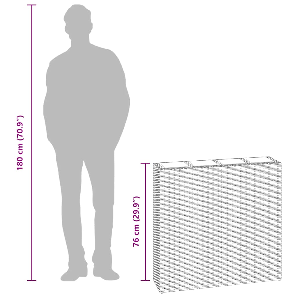 Letti Rialzati da Giardino con 4 Vasi 2 pz in Polyrattan Grigio