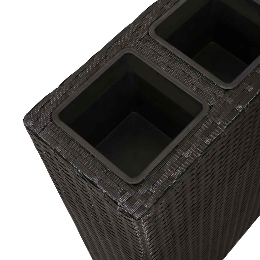 Letti Rialzati da Giardino con 4 Vasi 2 pz in Polyrattan Nero