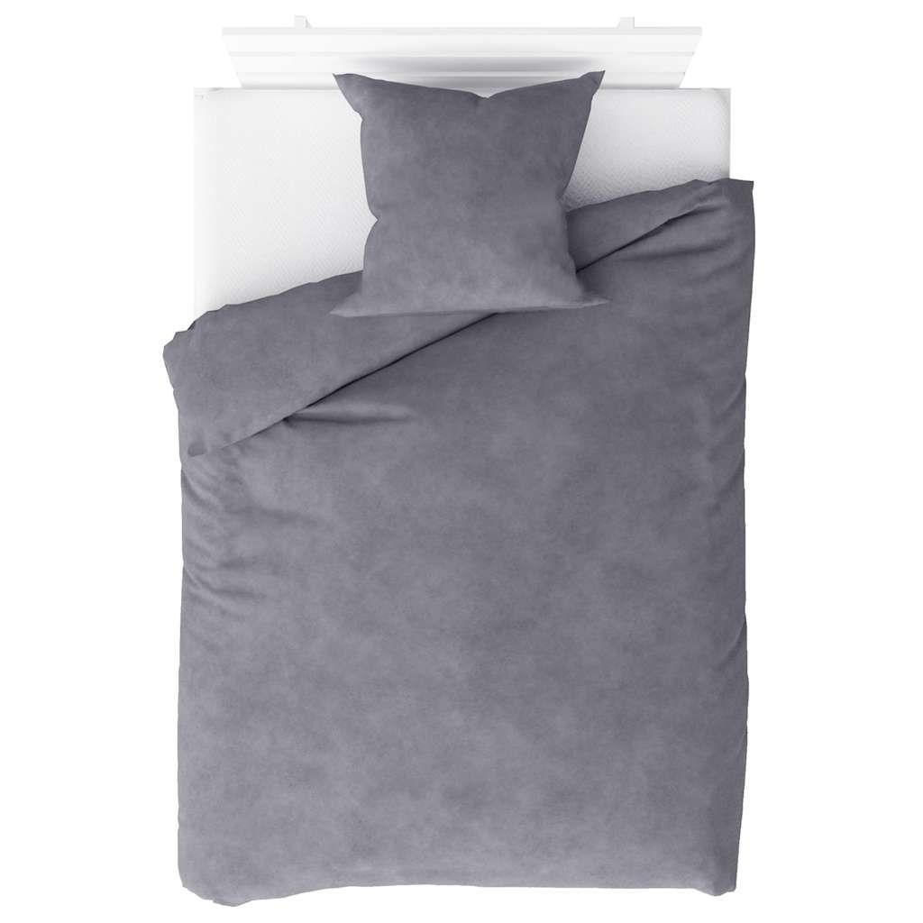 Set di Biancheria Letto 4 pz in Pile Grigio 140x200/60x70 cm