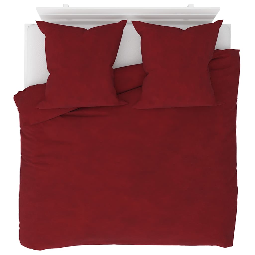 Set Biancheria Letto 5 pz in Pile Rosso Vino 200x200/80x80cm