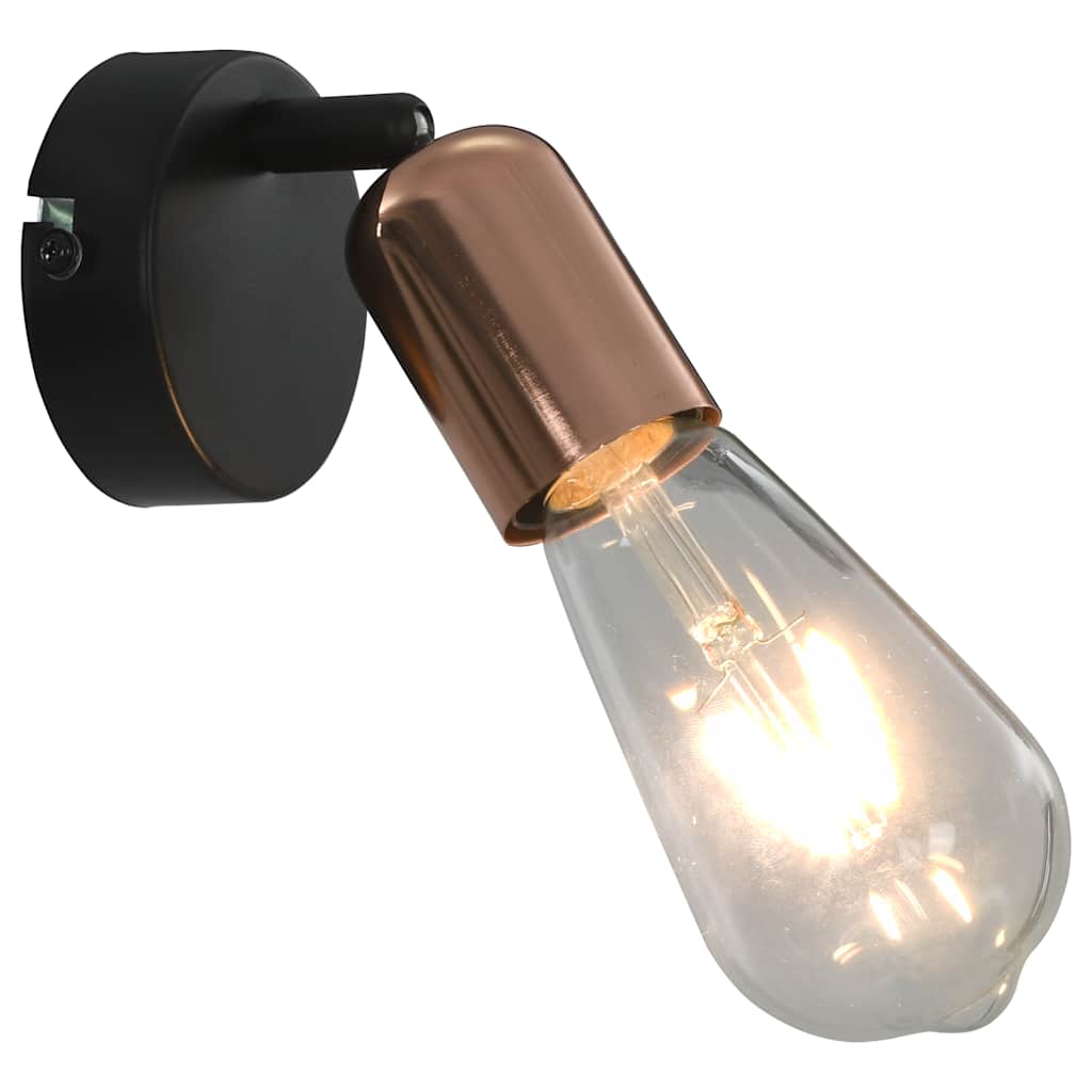 Faretti 2 pz con Lampadine a Incandescenza 2 W Nero e Rame E27