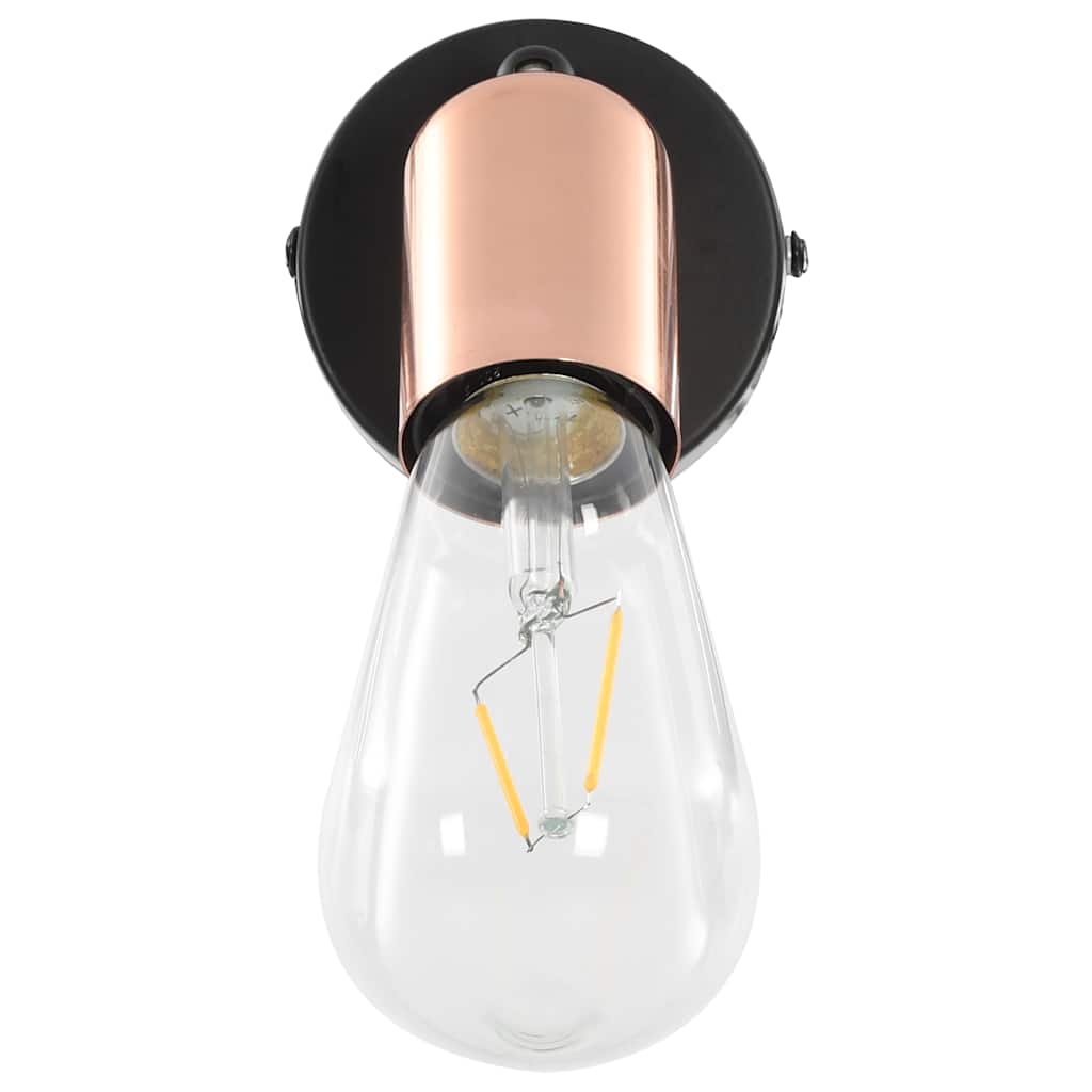 Faretti 2 pz con Lampadine a Incandescenza 2 W Nero e Rame E27