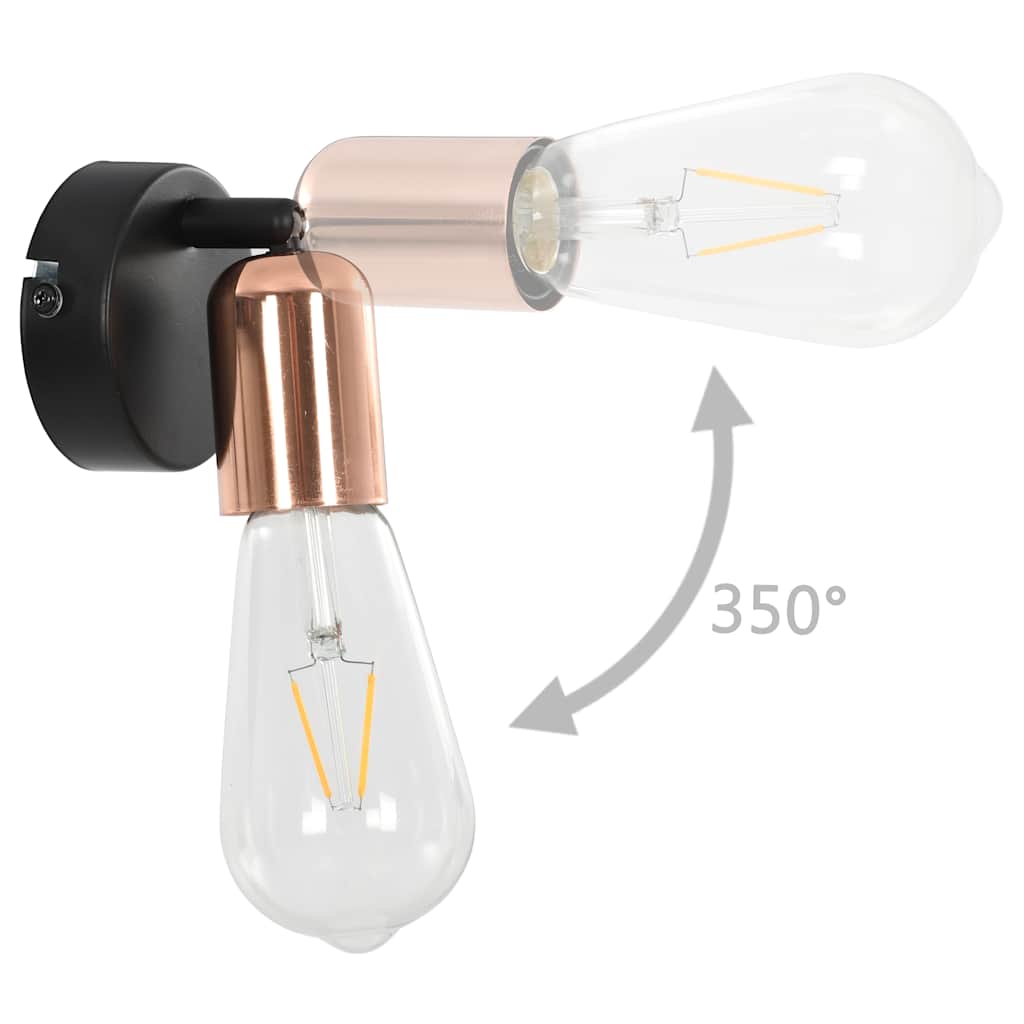 Faretti 2 pz con Lampadine a Incandescenza 2 W Nero e Rame E27