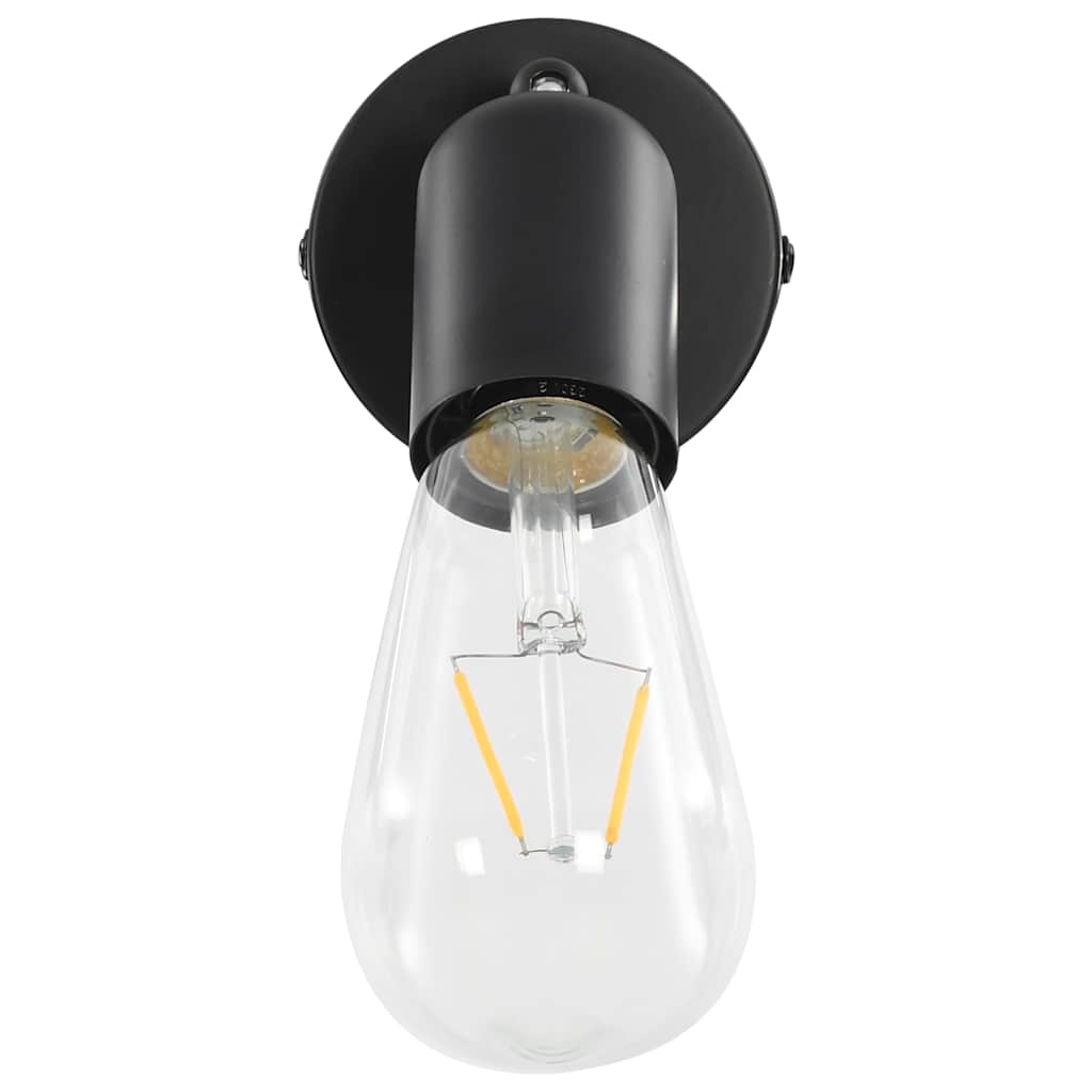 Faretti 2 pz con Lampadine a Incandescenza 2 W Nero E27