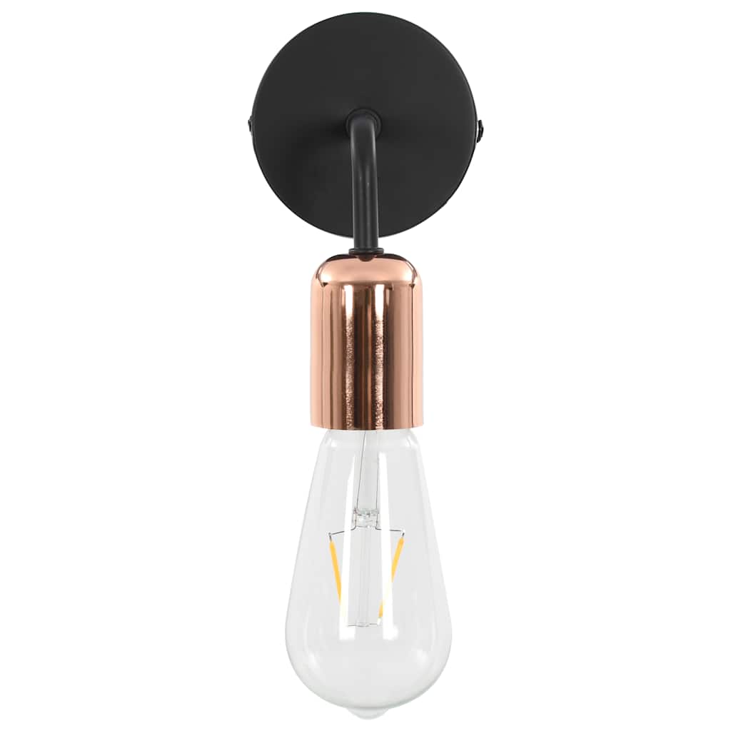 Lampade da Parete 2 pz con Lampadine 2 W Nero e Rame E27