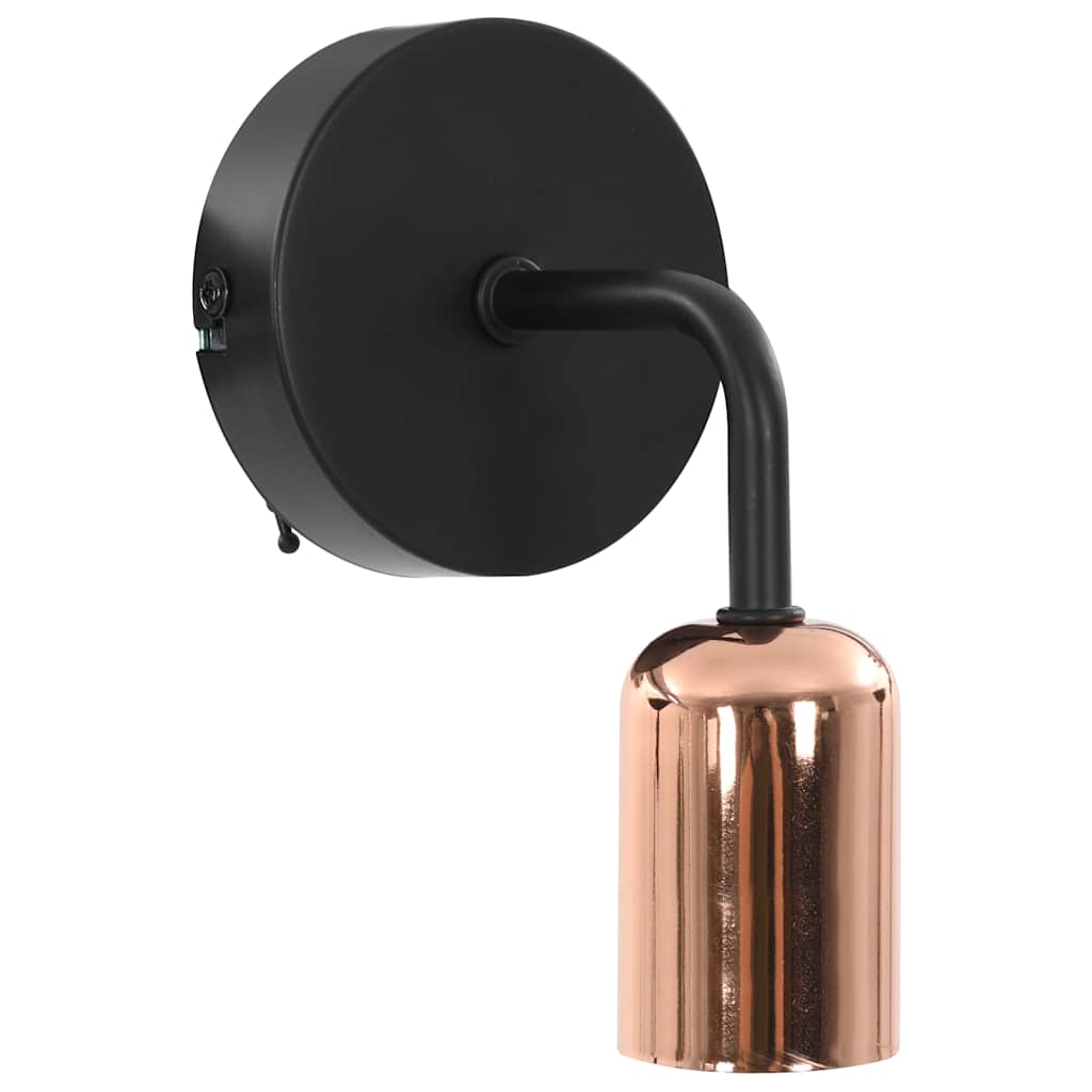 Lampade da Parete 2 pz con Lampadine 2 W Nero e Rame E27