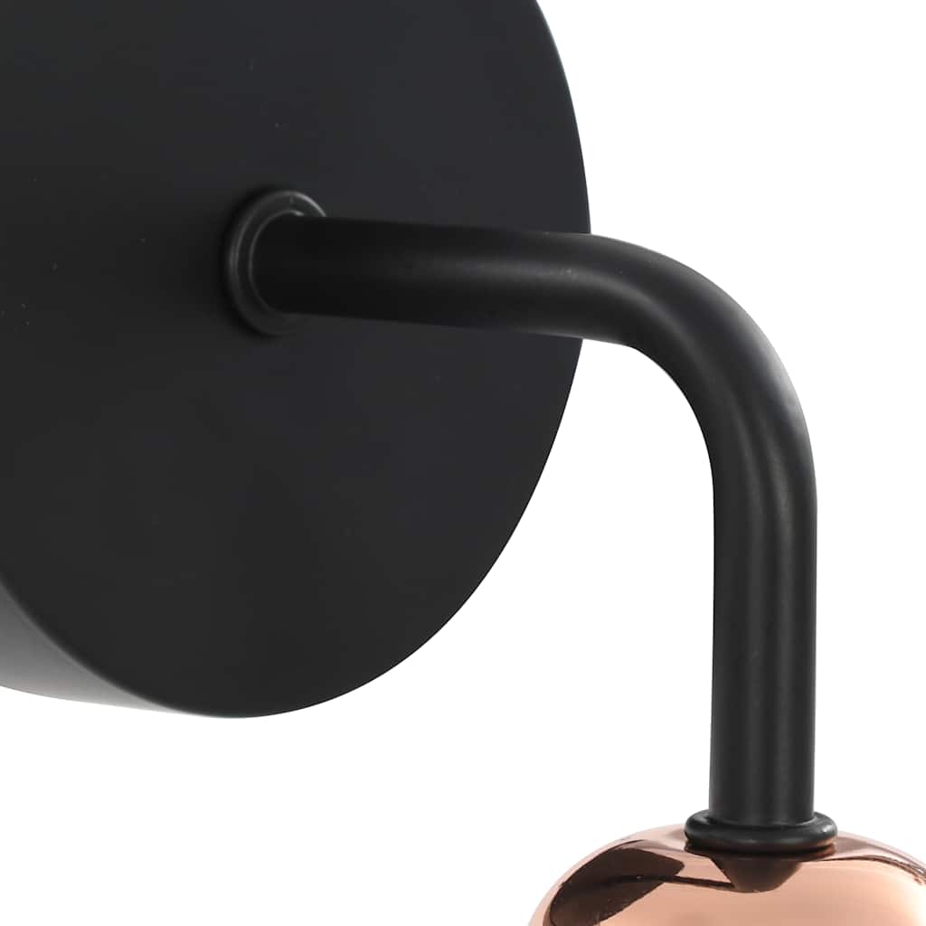 Lampade da Parete 2 pz con Lampadine 2 W Nero e Rame E27