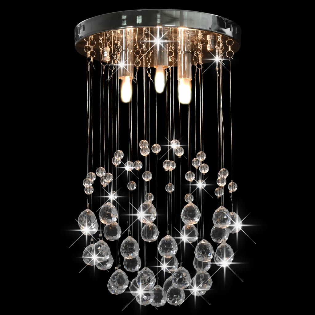 Lampadario Perle di Cristallo a Sfera Argento 3 Lampadine G9