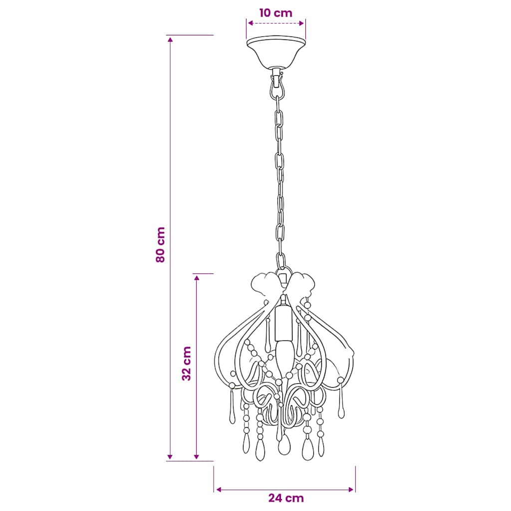 Lampadario con Perle Bianco Rotondo E14