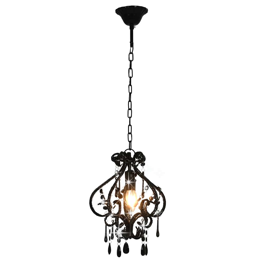 Lampadario con Perle Nero Rotondo E14