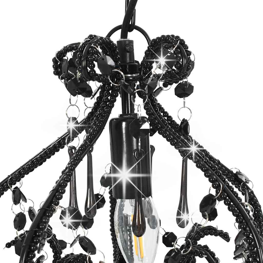 Lampadario con Perle Nero Rotondo E14