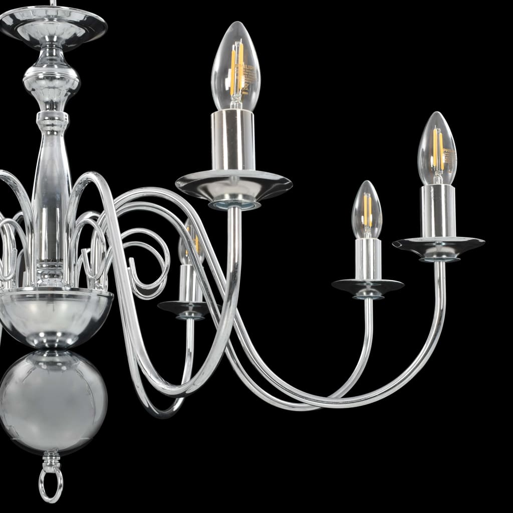 Lampadario Argento con 8 Lampadine E14