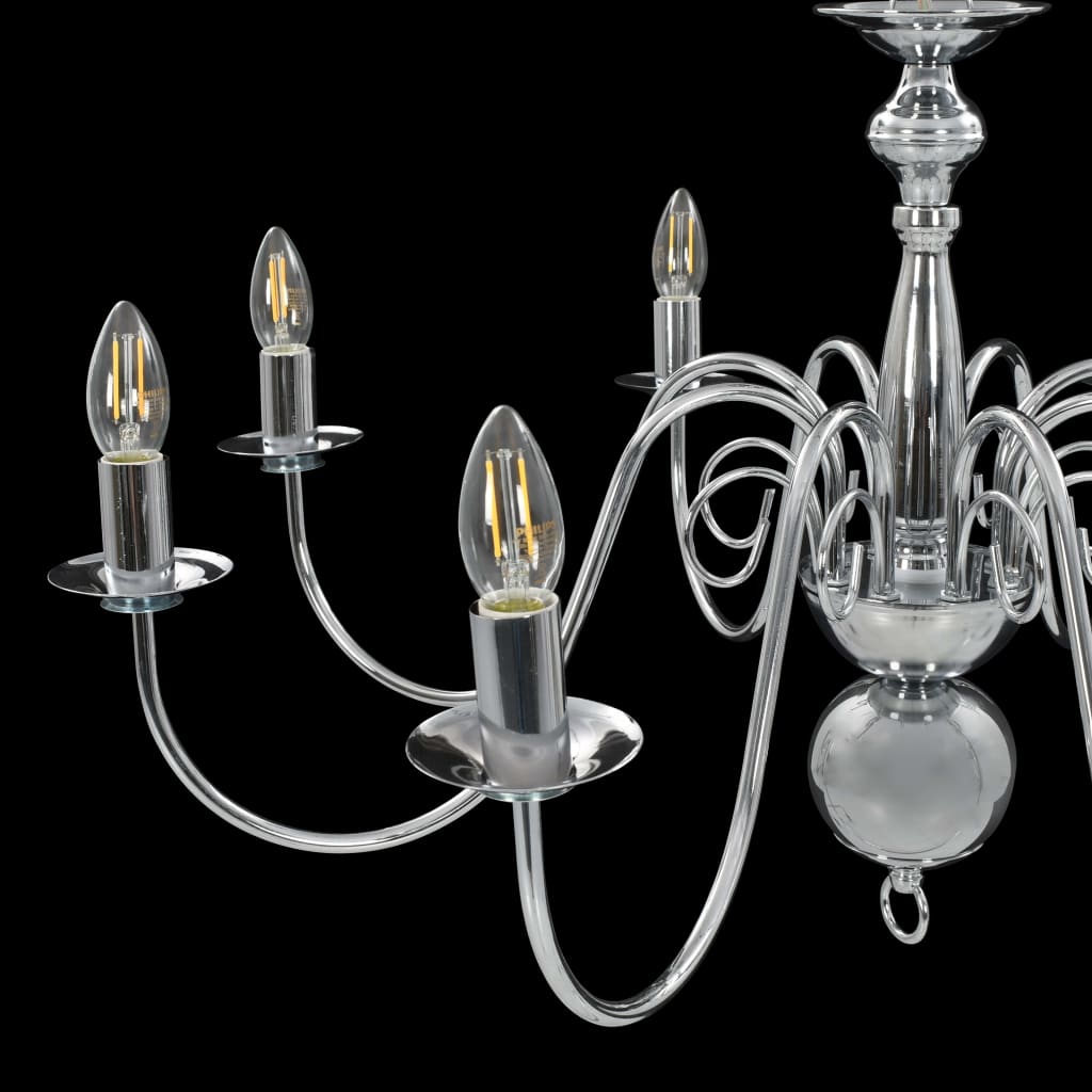 Lampadario Argento con 8 Lampadine E14