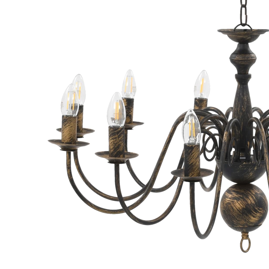 Candelabro Stile Anticato Nero 12 Lampadine E14